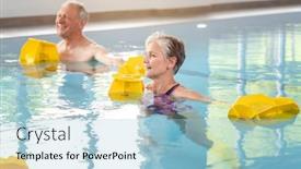  Presentation with gymnastics - Cool new slide set with senior-women-and-men backdrop and a light blue colored foreground