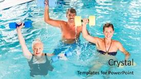  Presentation with gymnastics - Beautiful theme featuring senior women at water backdrop and a light blue colored foreground