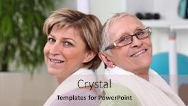  Presentation with gymnastics - PPT layouts consisting of senior-women-doing-gymnastics background and a coral colored foreground