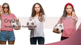  Presentation with collage - PPT theme enhanced with senior women holding soccer ball background and a  colored foreground