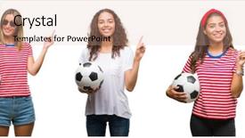  Presentation with collage - PPT layouts consisting of senior women holding soccer ball background and a coral colored foreground