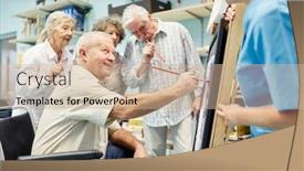  Presentation with creative - Beautiful presentation featuring senioren-gruppe-paints-together backdrop and a soft green colored foreground