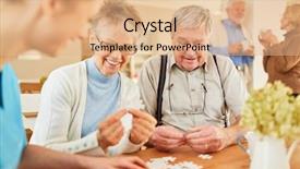  Presentation with alzheimer disease - Slide deck with seniors with alzheimer's disease background and a coral colored foreground