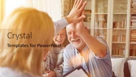  Presentation with give - PPT theme featuring seniors-and-financial-advisors-give background and a coral colored foreground