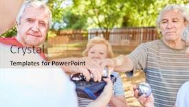  Presentation with pensioner - Audience pleasing slide set consisting of seniors-as-a-sporty-pensioner backdrop and a coral colored foreground