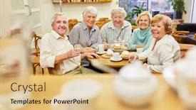  Presentation with seniors - Theme with seniors-as-pensioners-and-friends background and a coral colored foreground