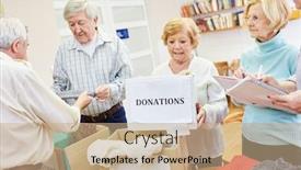  Presentation with old people - PPT theme enhanced with seniors-as-voluntary-helpers-collect background and a coral colored foreground