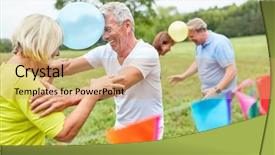  Presentation with summer party - Audience pleasing slide deck consisting of seniors celebrate a birthday party backdrop and a coral colored foreground