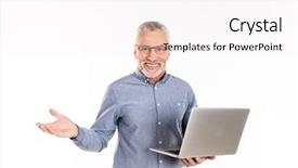  Presentation with old man - Cool new PPT theme with seniors computers - happy old man pensioner backdrop and a white colored foreground