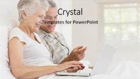  Presentation with active seniors senior couple - Cool new theme with seniors computers - senior couple using laptop sitting backdrop and a soft green colored foreground