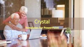  Presentation with active seniors senior couple - Presentation theme with seniors computers - senior couple using laptop background and a tawny brown colored foreground