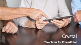  Presentation with people - Presentation having seniors computers - senior people using tablet pc background and a tawny brown colored foreground