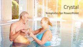  Presentation with seniors - Presentation featuring drinking champagne on a spa background and a cream colored foreground