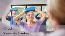  Presentation with exercise - Beautiful presentation design featuring seniors-do-a-balance-exercise backdrop and a light blue colored foreground