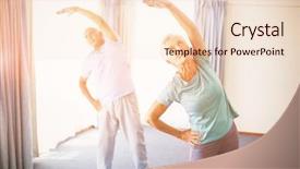  Presentation with seniors - PPT theme featuring seniors doing stretching in studio background and a lemonade colored foreground