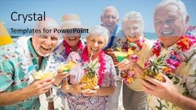  Presentation with seniors - Beautiful presentation design featuring seniors drinking cocktails backdrop and a  colored foreground
