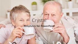  Presentation with bed hotel - Cool new PPT theme with seniors drinking coffee in bed in romantic hotel backdrop and a lemonade colored foreground