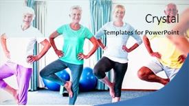  Presentation with physical activity seniors active senior - Theme having instructor performing yoga with seniors background and a  colored foreground