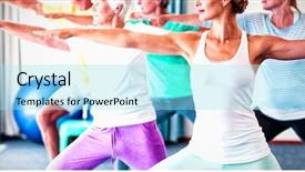  Presentation with active seniors senior e - Slide deck featuring instructor performing yoga with seniors background and a  colored foreground