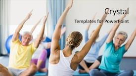  Presentation with seniors - Slide set enhanced with instructor performing yoga with seniors background and a lemonade colored foreground