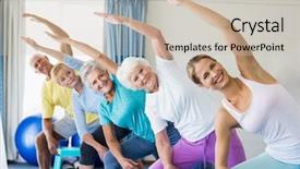  Presentation with seniors - Audience pleasing slide deck consisting of instructor performing yoga with seniors backdrop and a soft green colored foreground