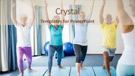  Presentation with seniors - Audience pleasing slide deck consisting of instructor performing yoga with seniors backdrop and a lemonade colored foreground