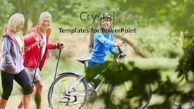  Presentation with mountain hiking - Audience pleasing presentation design consisting of seniors-exercise-fitness-in-nature backdrop and a yellow colored foreground