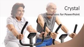  Presentation with stationary bikes - Slide set enhanced with seniors exercising on stationary bikes background and a white colored foreground