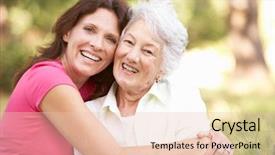  Presentation with daughter - Colorful slide deck enhanced with seniors happy - senior woman with adult daughter backdrop and a lemonade colored foreground