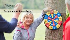 Presentation with free nature - Audience pleasing PPT layouts consisting of seniors-have-fun-playing-darts backdrop and a light gray colored foreground
