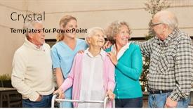  Presentation with retirement - Colorful slides enhanced with seniors-have-fun-together backdrop and a lemonade colored foreground