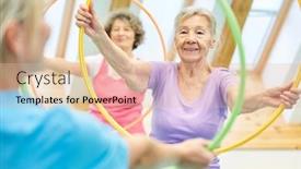  Presentation with exercise class - Beautiful slide set featuring seniors-in-a-physiotherapy-class backdrop and a lemonade colored foreground