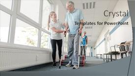  Presentation with rehabilitation - Colorful slide deck enhanced with seniors-in-rehabilitation-learning backdrop and a light gray colored foreground