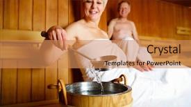  Presentation with seniors - Slides with seniors in sauna sweating background and a coral colored foreground