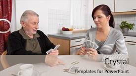  Presentation with senior citizen - PPT theme featuring seniors in their free background and a mint green colored foreground