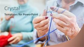  Presentation with crochet - PPT theme consisting of seniors-learn-to-crochet background and a sky blue colored foreground