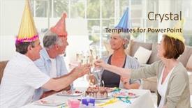  Presentation with seniors - Beautiful presentation theme featuring seniors on birthday at home backdrop and a soft green colored foreground