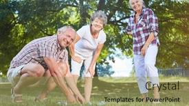  Presentation with retirement garden - Audience pleasing PPT theme consisting of seniors-play-boule-or-bocce backdrop and a yellow colored foreground