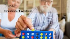  Presentation with teaser - PPT theme with seniors-play-the-strategy-game background and a coral colored foreground