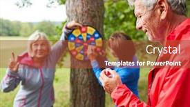  Presentation with seniors - PPT theme with seniors-playing-darts-together background and a red colored foreground