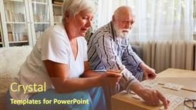  Presentation with retirement - Theme having seniors-playing-dominoes background and a tawny brown colored foreground