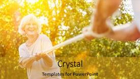  Presentation with active seniors senior e - Beautiful presentation theme featuring seniors playing tug of war backdrop and a gold colored foreground