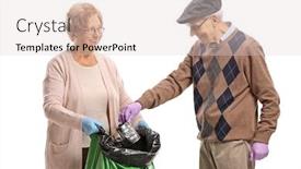  Presentation with plastic waste - Colorful theme enhanced with seniors-putting-waste backdrop and a lemonade colored foreground