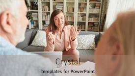  Presentation with financing - Presentation theme featuring seniors-receive-competent-advice background and a coral colored foreground