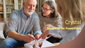  Presentation with attorney - Slide deck having seniors-sign-a-contract background and a tawny brown colored foreground