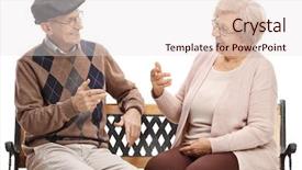  Presentation with seniors - Slide deck featuring seniors sitting on a bench background and a sky blue colored foreground