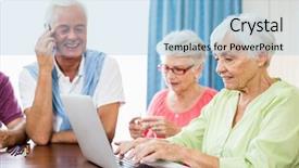  Presentation with seniors - PPT theme featuring seniors spending time together background and a light blue colored foreground