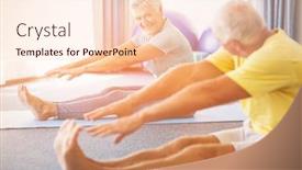  Presentation with seniors - Beautiful PPT layouts featuring seniors stretching legs in studio backdrop and a lemonade colored foreground