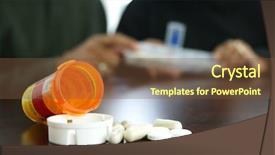  Presentation with drugs - Audience pleasing presentation theme consisting of seniors taking pills backdrop and a tawny brown colored foreground