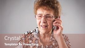  Presentation with seniors - Slide set consisting of seniors-talking-mobile-phone-old background and a coral colored foreground